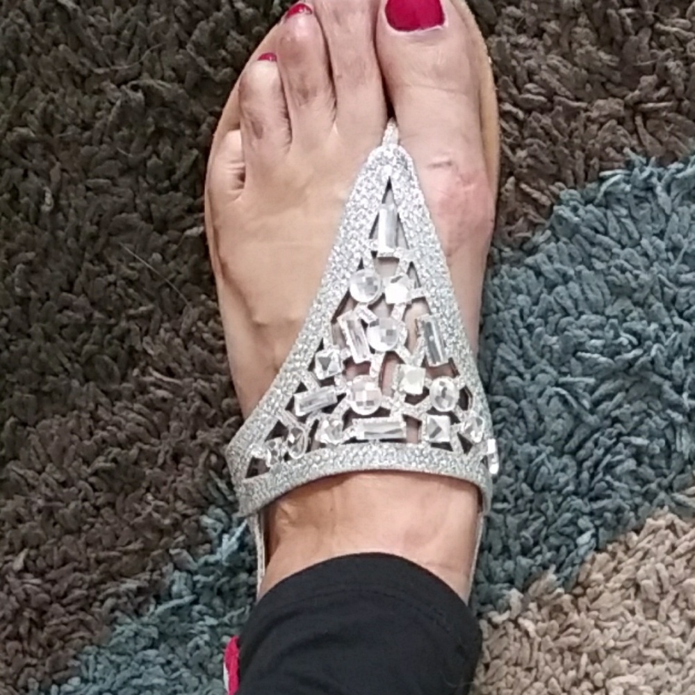 Anna Gel Silver Glittery Sandals